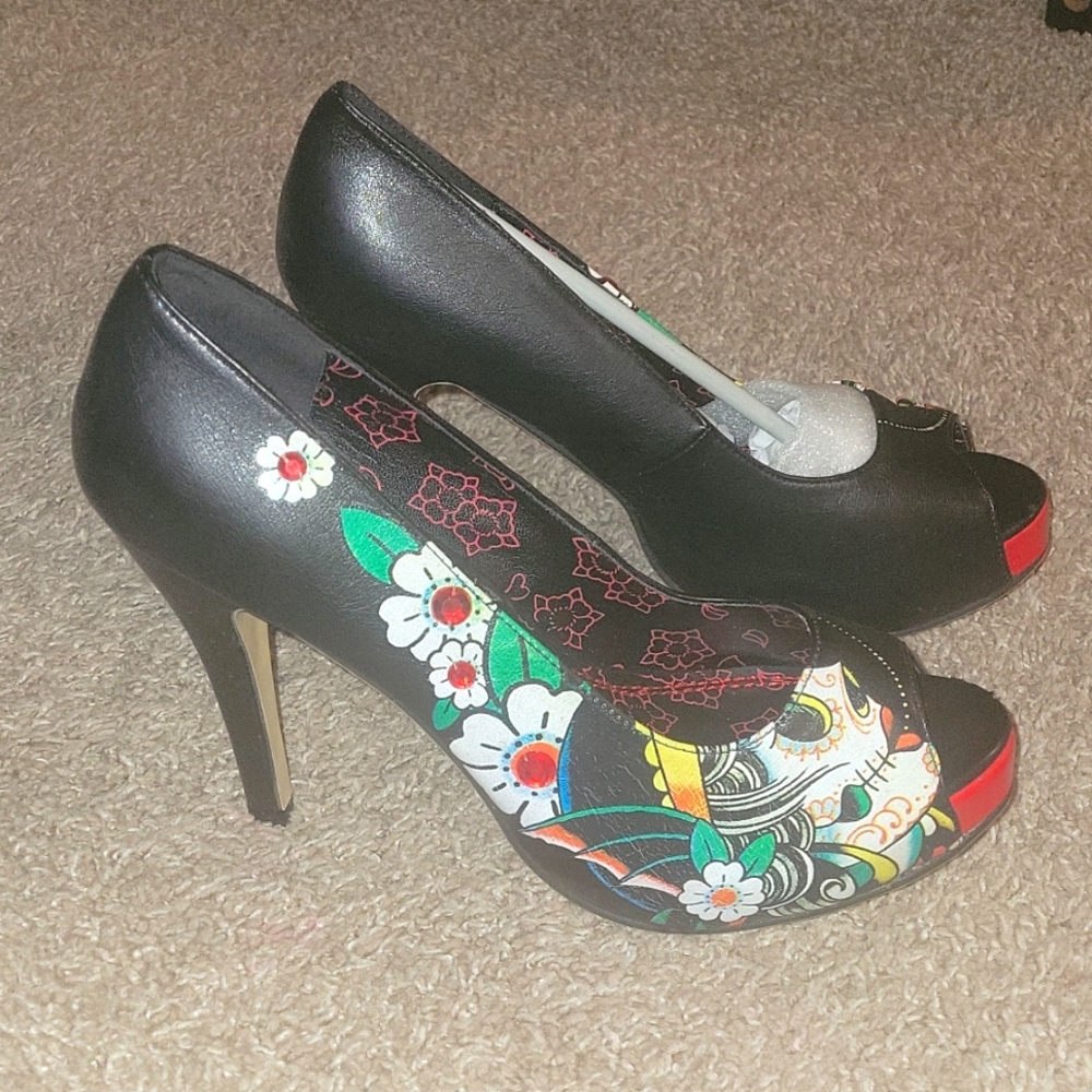 Iron Fist Skull Tattoo Heels